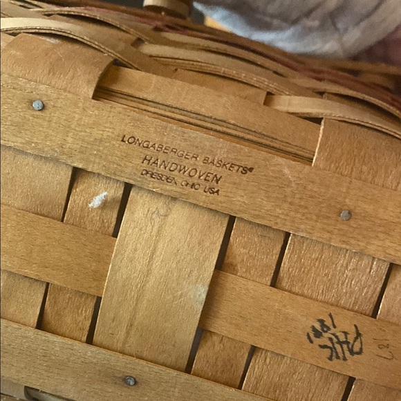 Longaberger Woven Basket with Red Plaid Lining - Picture 4 of 5